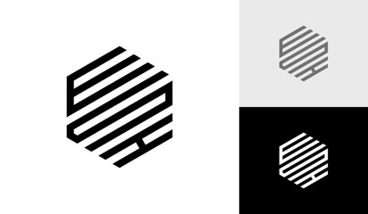 Letter ESH initial hexagon monogram logo design vector