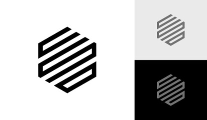 Letter CSD initial hexagon monogram logo design vector