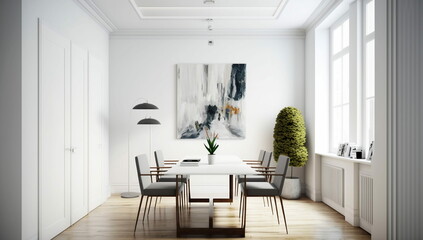 Naklejka na ściany i meble Strategic elegance: purpose-built meeting table, sophisticated office