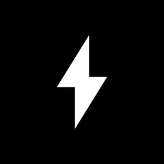 Abstract electricity icon. Electric voltage and energy charge isolated on black background.  