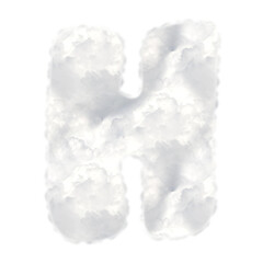 Cloudy white alphabet uppercase letters. This is a part of a set which also includes symbols, shapes, frames and numbers from 0 to 9. Fluffy decorative design elements.
