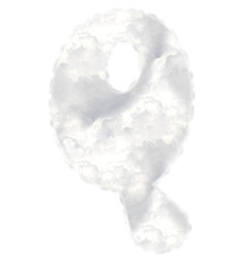 Cloudy white alphabet uppercase letters. This is a part of a set which also includes symbols, shapes, frames and numbers from 0 to 9. Fluffy decorative design elements.
