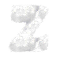 Cloudy white alphabet uppercase letters. This is a part of a set which also includes symbols, shapes, frames and numbers from 0 to 9. Fluffy decorative design elements.
