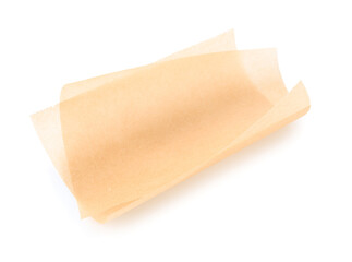 Sheets of baking paper on white background