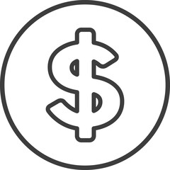 Money sign icon in thin line black circle frames.