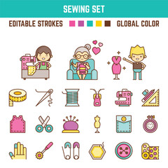Sewing Infographic elements set