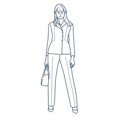 Fototapeta na wymiar Character business girl outfit in a suit with a bag