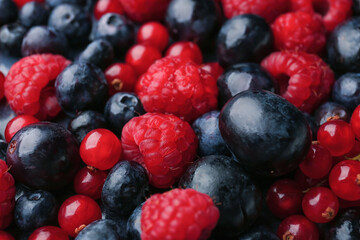 Heap of fresh tasty berries, closeup