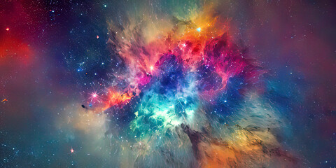 Obraz na płótnie Canvas an image of a colorful nebula in space,background - AI Generated