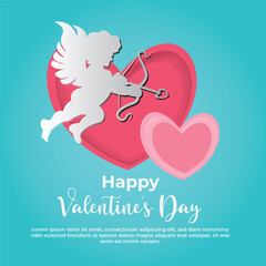 Vector illustration Happy Valentine Day  with love angel Background. 