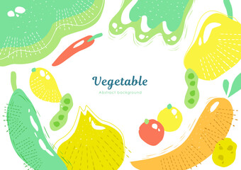 野菜の抽象的な背景 ラフな手描きフレーム