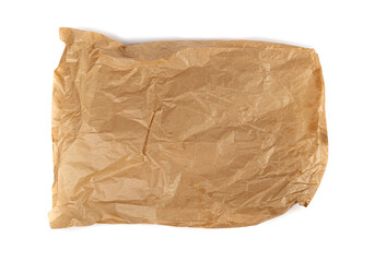 Old Paper Bag Isolated, Crumpled Disposable Ecology Container, Wrinkled Paperbag, Kraft Paper Bag