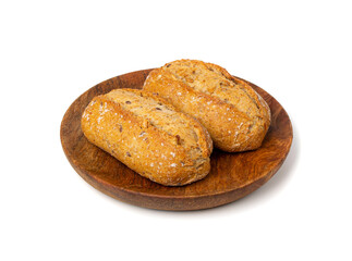 Grain Bread Isolated, Whole Buns with Seeds, Rustic Organic Cereal Bread Grain Bun