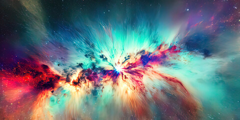 Obraz na płótnie Canvas an image of a colorful nebula in space,background - AI Generated