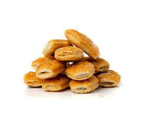 Small Italian Puff Pastry Isolated. Puff Pastries Biscuits, Mini Sweet Bakery