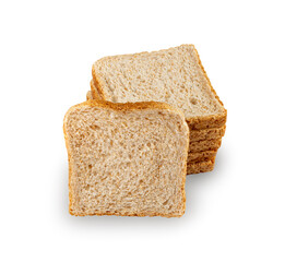 Whole Grain Healthy Sandwich Bread Square Slices Isolated, Supermarket Bread for Toasts, Soft Pieces