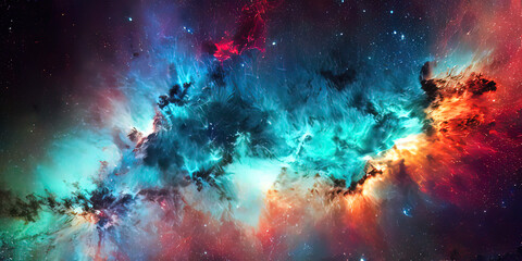an image of a colorful nebula in space,background - AI Generated