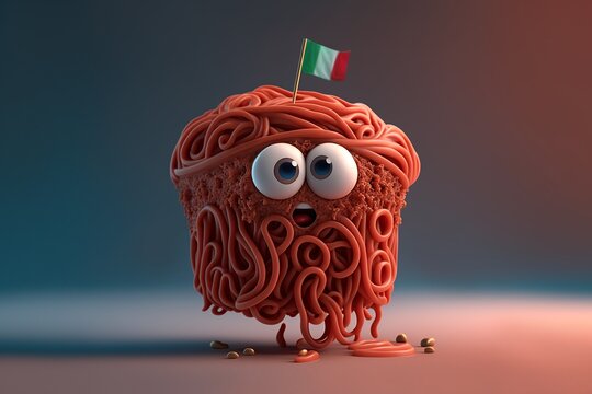 Cute spaghetti cartoon character - Cartoon food character