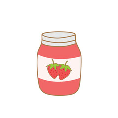 A strawberry jam icon, strawberry vector. Jar with strawberry jam.