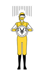 為替差損や円安のイメージ、忍者のコスプレをした女性