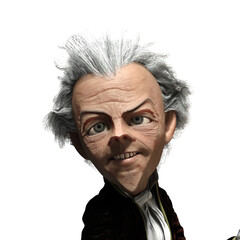 3D-illustration of a cute and funny cartoon earl vampire with a very angular face