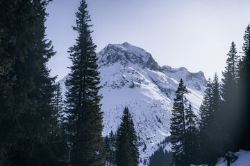 Scenic mountain landscape in winter