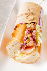 sandwich on a white plate