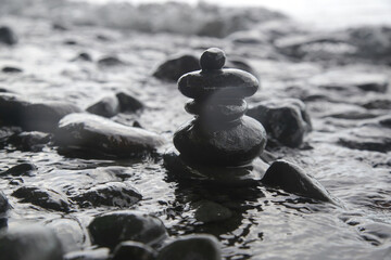 Zen meditation stones on the beach	