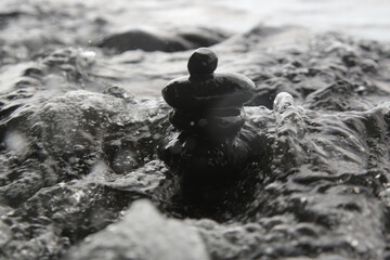 Zen meditation stones on the beach	