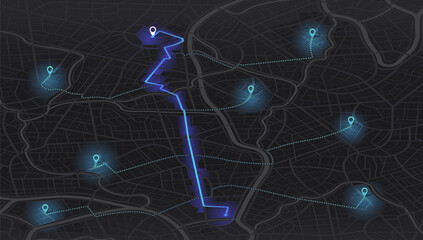 Gps map navigation to own house. City top view. View from above the map buildings. Detailed view of city. Decorative graphic tourist map. Abstract transportation background. Vector, illustration.