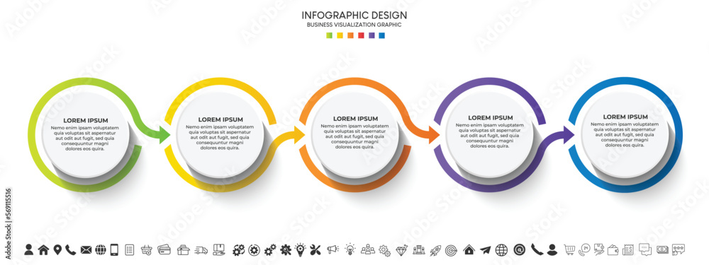 Leinwandbilder steps business data visualization timeline process infographic template design with icons
