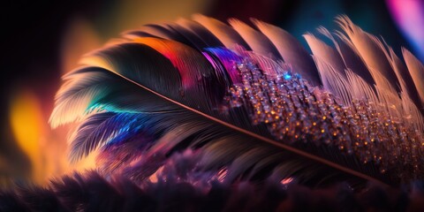 bird feather. Fancy feathers. close up. Generative AI