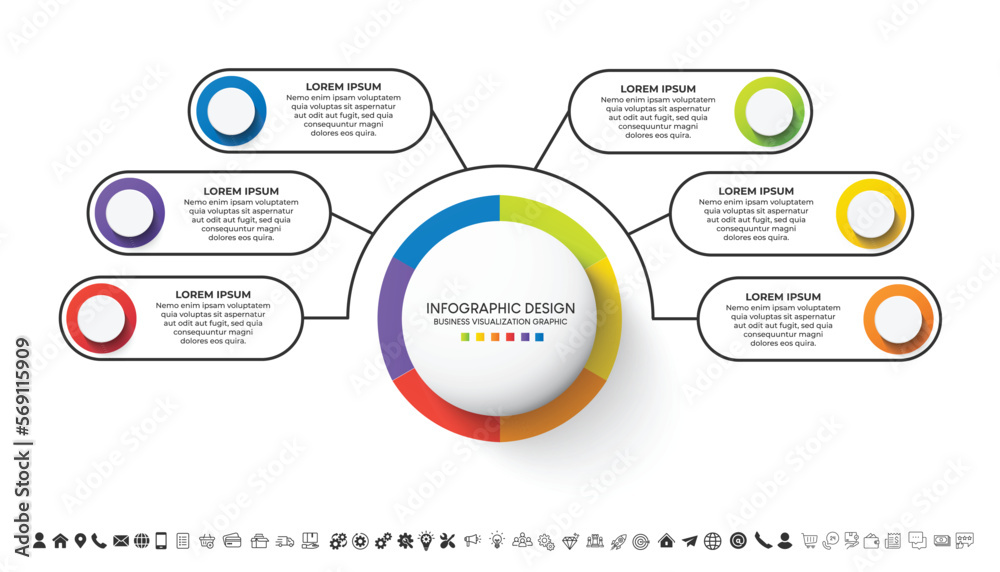 Wall mural steps business data visualization timeline process infographic template design with icons