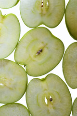 Sliced green apple close up