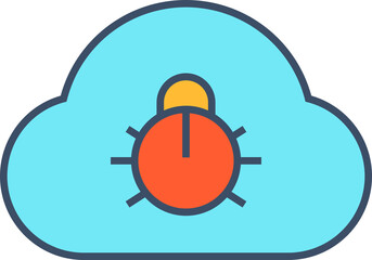 cloud and malware bug icon