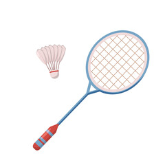 badminton racket with shuttlecock isolated	
