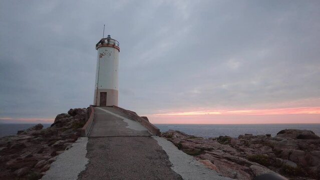 Panoramic view of lighthouse Faro de Cabo Roncudo on coast of death