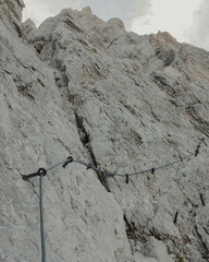 Ferrata cables on the mountain side