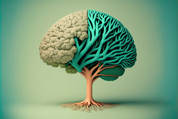 Fototapeta na wymiar brain shaping tree, symbolizing emotional intelligence . Generative AI