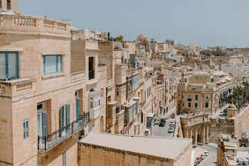 Skyline view of Valletta, Malta from a lookout point