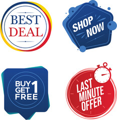 Sale Offer Tags With multi shapes and colors vectors for business.