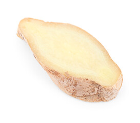 Piece of fresh ginger isolated on white background