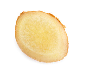 Piece of fresh ginger isolated on white background
