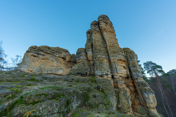 Fascinating rock formations in the Klusberge near Halberstadt in Germany