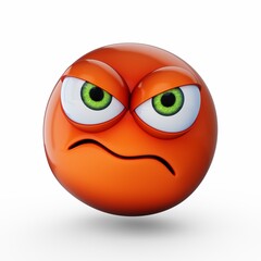 3D Rendering angry emoji isolated on white background
