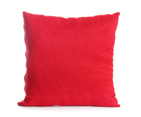 Red pillow on white background