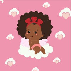 Love Card. Cute Little Amur or Cupid