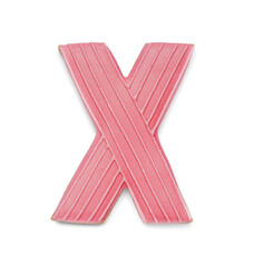 Obraz premium Tasty cookie in shape of letter X on white background. Valentine's Day celebration
