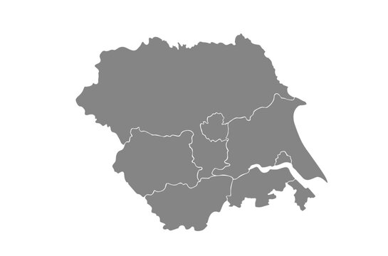 Yorkshire and the Humber map isolated on white background.for annual infographics report website layout