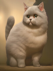 British Shorthair Cat Portrait, Generative AI